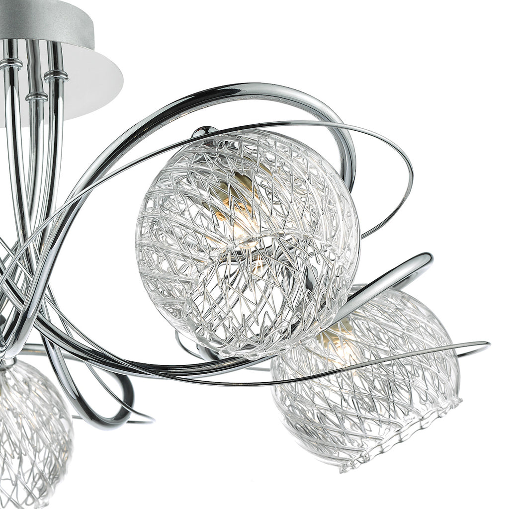 Rehan 5 Light Semi Flush Decorative Glass Polished Chrome Frame<br>Polished Chrome