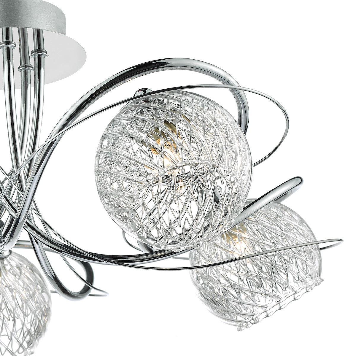 Rehan 5 Light Semi Flush Decorative Glass Polished Chrome Frame<br>Polished Chrome