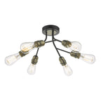 Remy 6 Light Semi Flush Black & Antique Brass<br>Matt Black