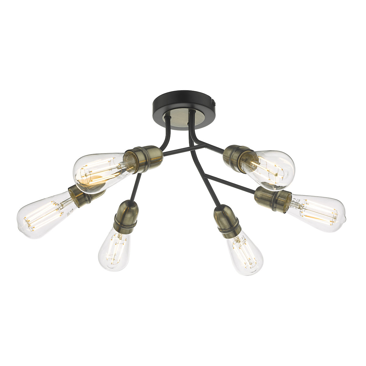 Remy 6 Light Semi Flush Black & Antique Brass<br>Matt Black