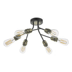 Remy 6 Light Semi Flush Black & Antique Brass<br>Matt Black