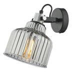 Rhode Wall Light Polished Chrome Smoked Glass<br>Smoked Ribbed Glass