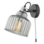 Rhode Wall Light Polished Chrome Smoked Glass<br>Smoked Ribbed Glass