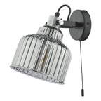 Rhode Wall Light Polished Chrome Smoked Glass<br>Smoked Ribbed Glass