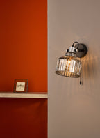 Rhode Wall Light Polished Chrome Smoked Glass<br>Smoked Ribbed Glass