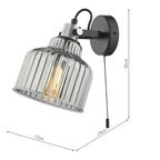 Rhode Wall Light Polished Chrome Smoked Glass<br>Smoked Ribbed Glass