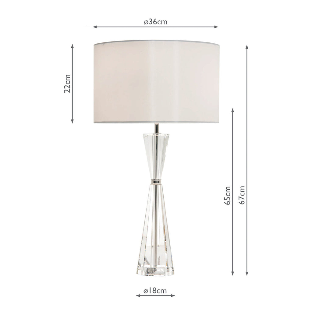 Risha 2 Light Table Lamp Crystal & Polished Nickel With Shade <br>Crystal