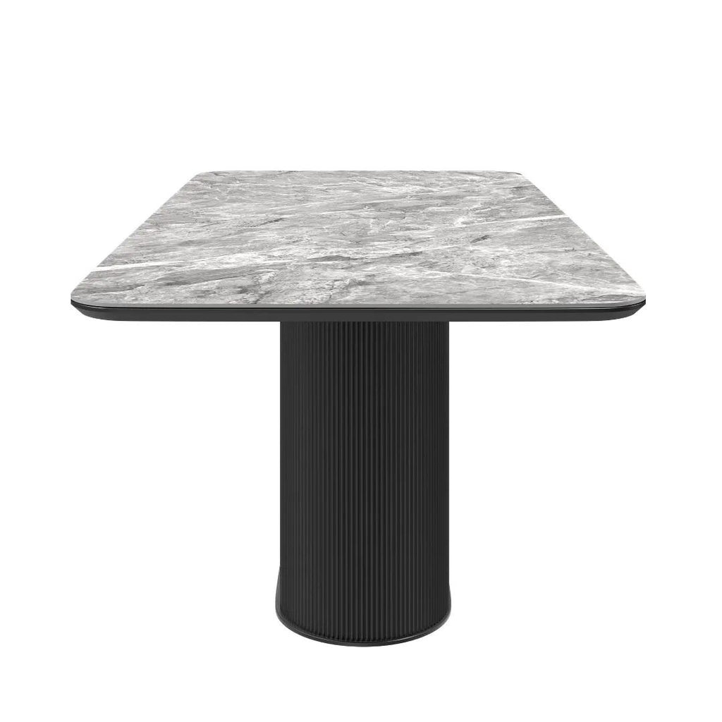 Roberto Fixed Gloss Light Grey Ceramic Dining Table - 180cm