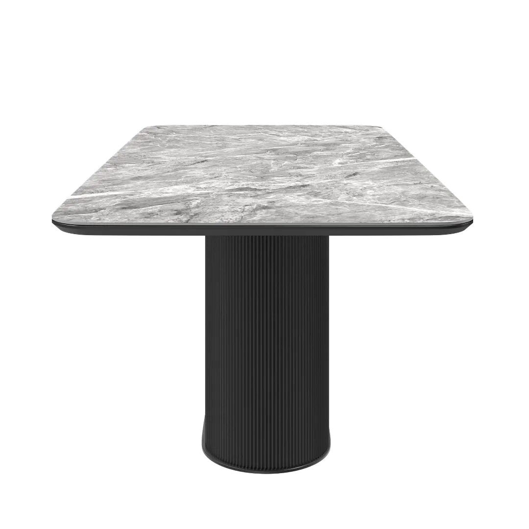 Roberto Fixed Gloss Light Grey Ceramic Dining Table - 180cm