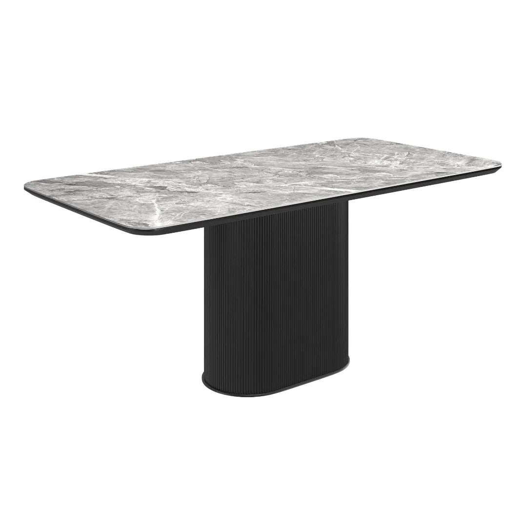 Roberto Fixed Gloss Light Grey Ceramic Dining Table - 180cm