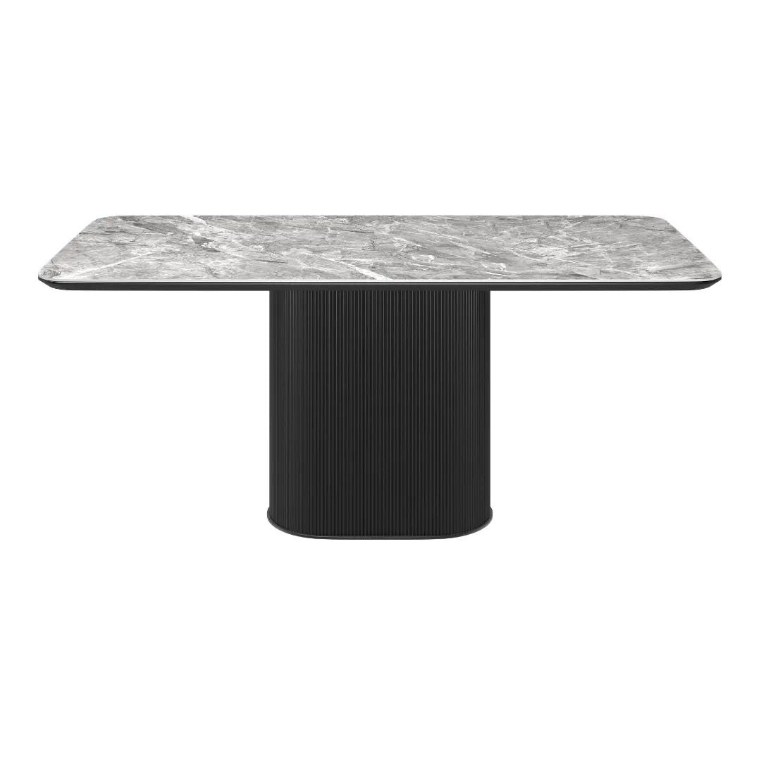 Roberto Fixed Gloss Light Grey Ceramic Dining Table - 180cm