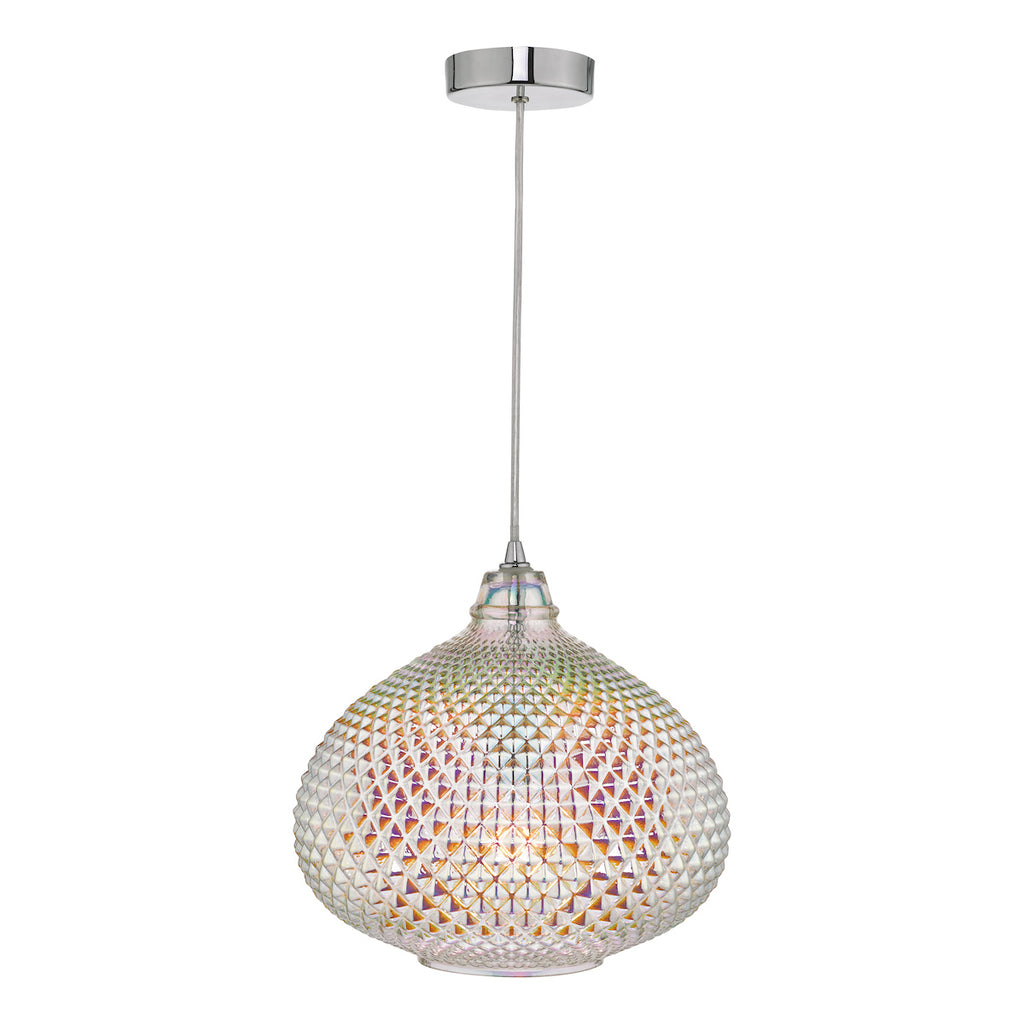 Roisin Pendant Glass & Polished Chrome<br>Iridised Glass