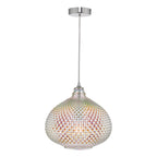Roisin Pendant Glass & Polished Chrome<br>Iridised Glass