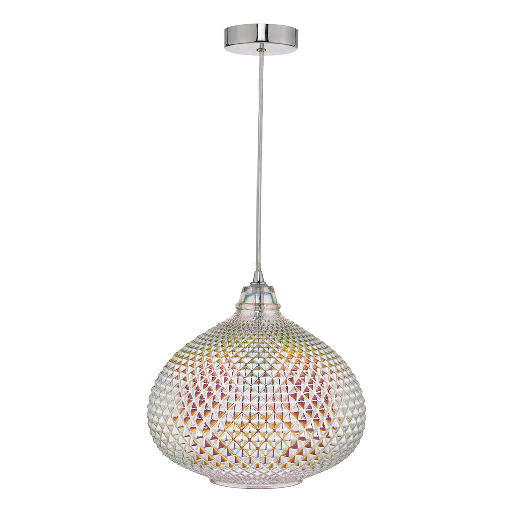 Roisin Pendant Glass & Polished Chrome<br>Iridised Glass