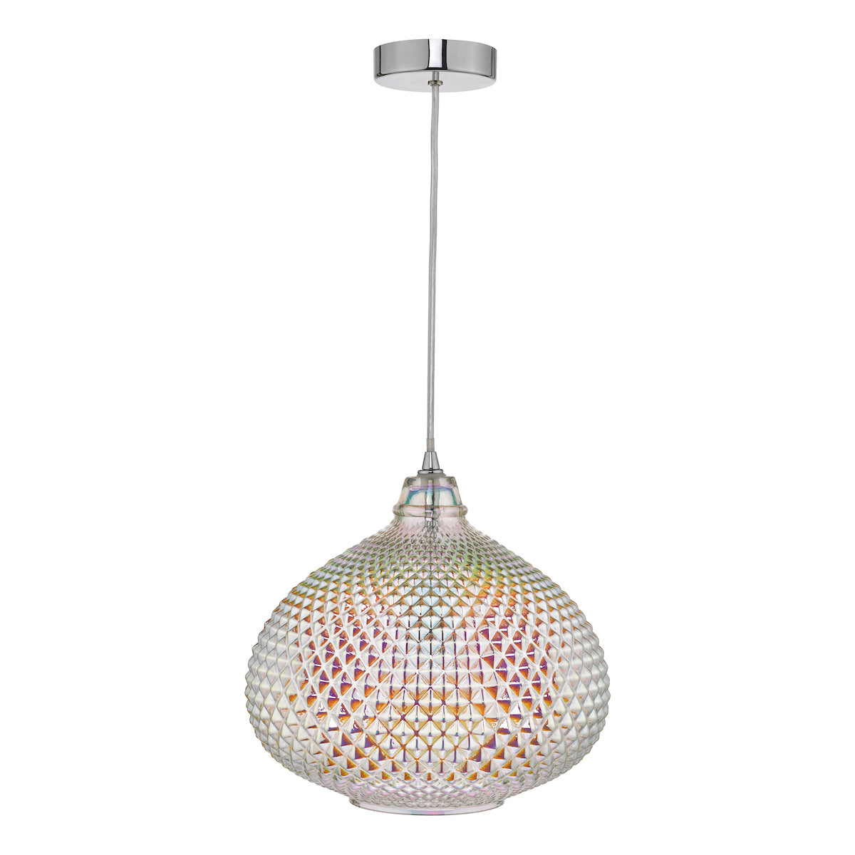 Roisin Pendant Glass & Polished Chrome<br>Iridised Glass