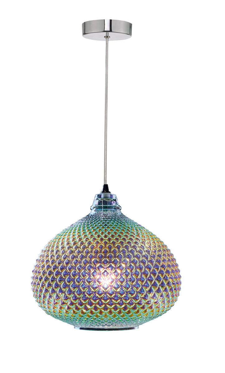 Roisin Pendant Glass & Polished Chrome<br>Iridised Glass