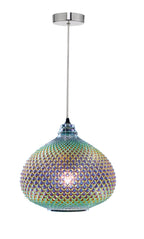 Roisin Pendant Glass & Polished Chrome<br>Iridised Glass