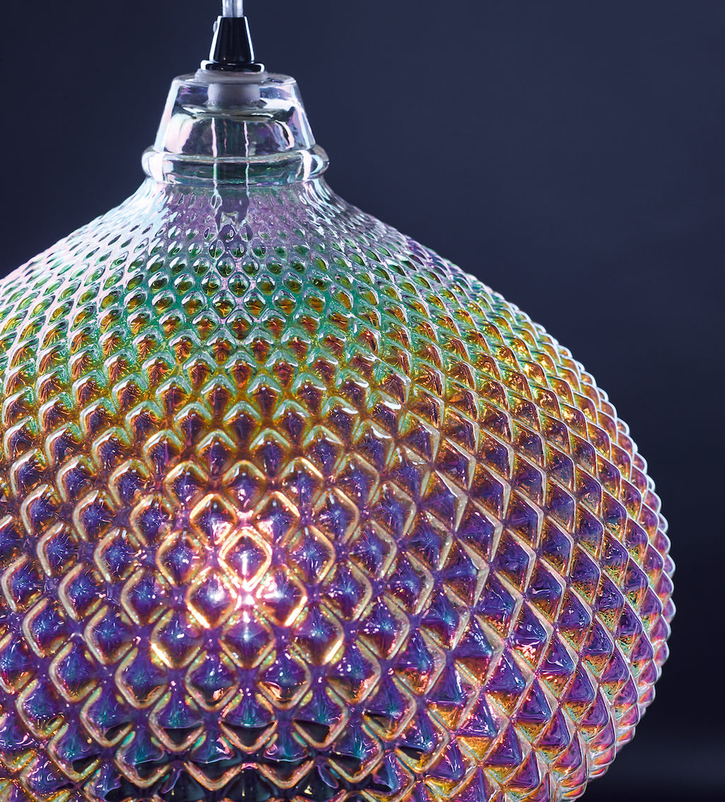 Roisin Pendant Glass & Polished Chrome<br>Iridised Glass