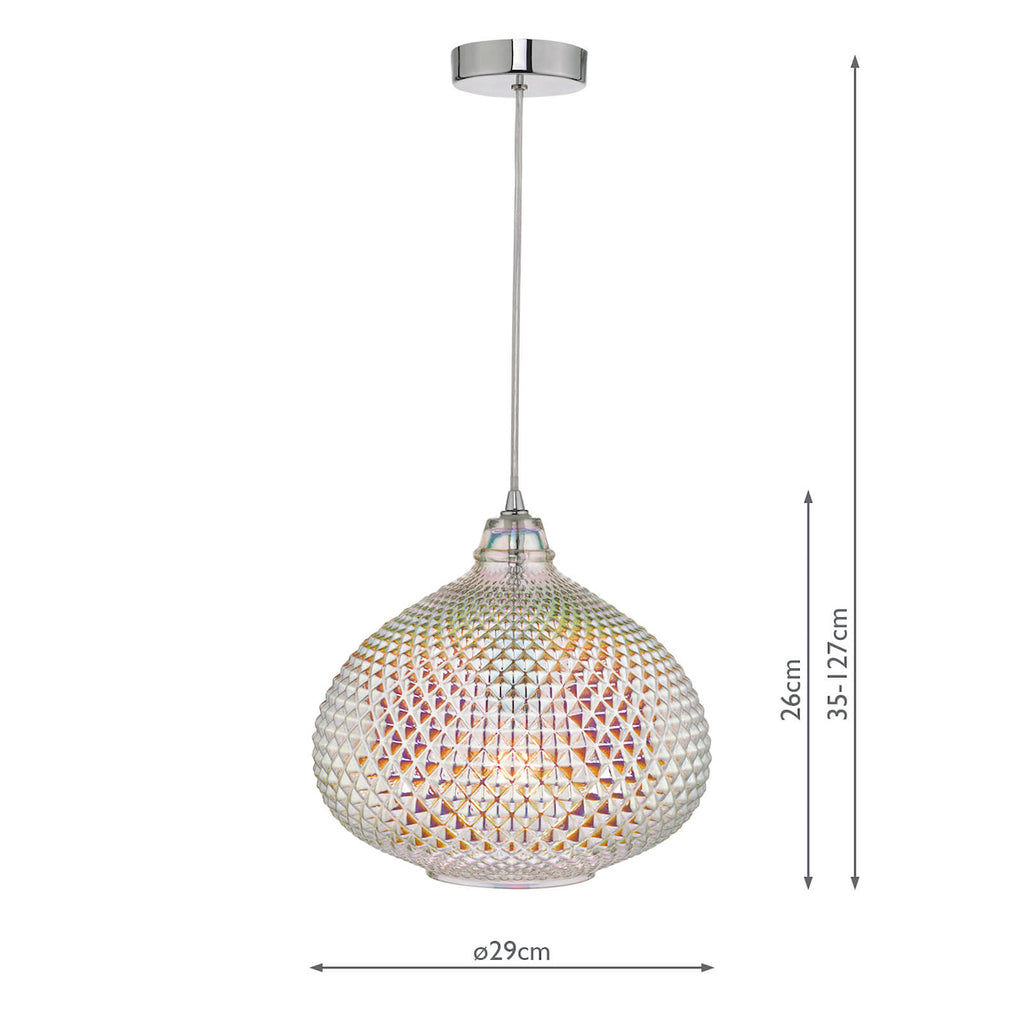 Roisin Pendant Glass & Polished Chrome<br>Iridised Glass