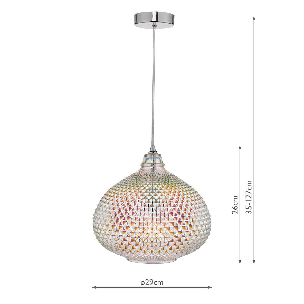 Roisin Pendant Glass & Polished Chrome<br>Iridised Glass