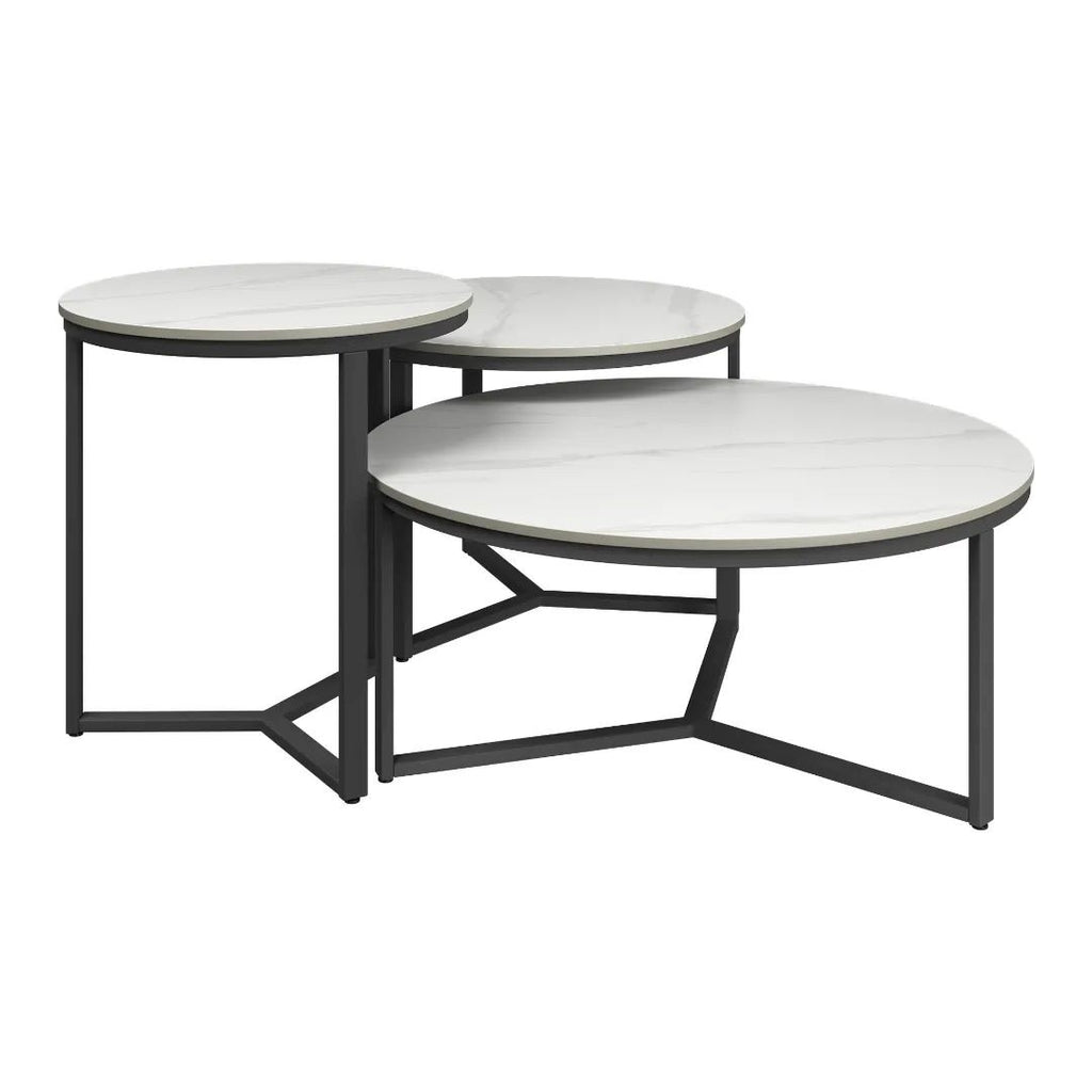Roma White Ceramic Coffee Table Set