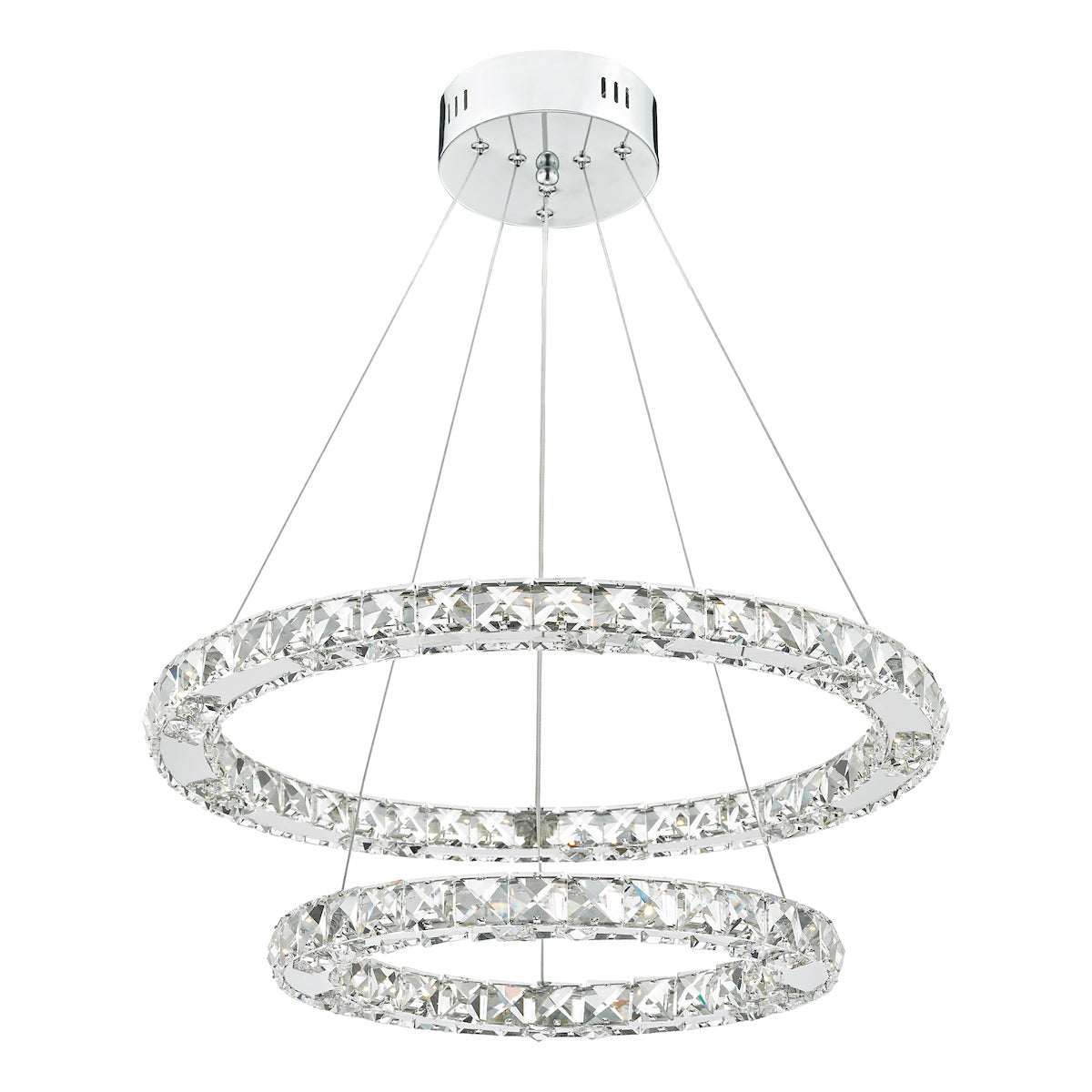 Roma 2 Tier Pendant Polished Chrome Crystal LED<br>Crystal