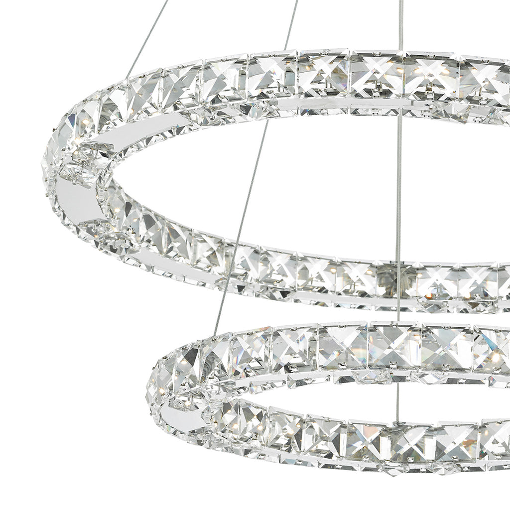 Roma 2 Tier Pendant Polished Chrome Crystal LED<br>Crystal