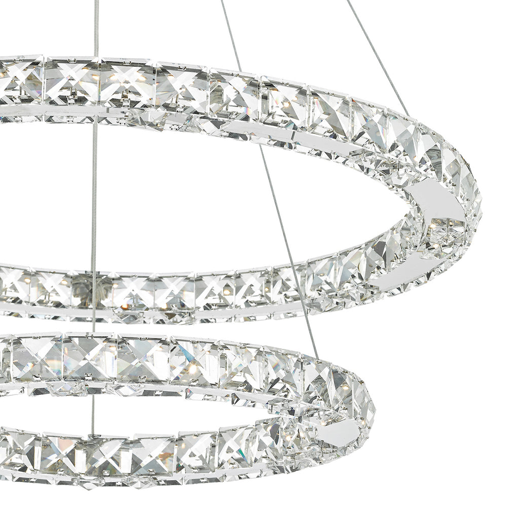 Roma 2 Tier Pendant Polished Chrome Crystal LED<br>Crystal
