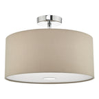 Ronda 3 Light Pendant With Ecru Shade And Diffuser 40cm<br>Taupe