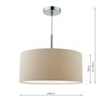 Ronda 3 Light Pendant With Ecru Shade And Diffuser 40cm<br>Taupe