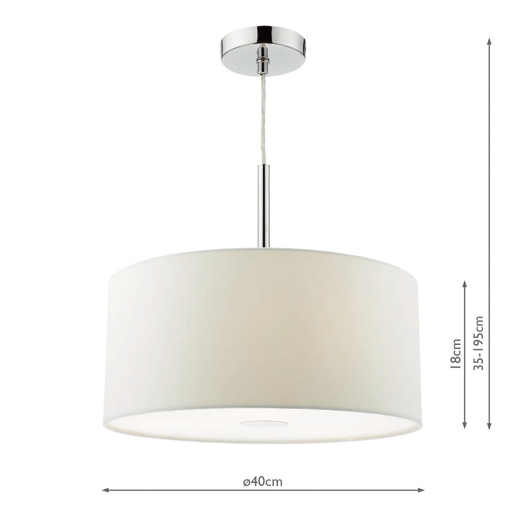 Ronda 3 Light Pendant With White Shade And Diffuser 40cm<br>White