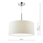 Ronda 3 Light Pendant With White Shade And Diffuser 40cm<br>White
