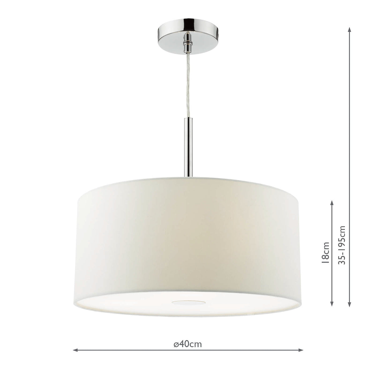 Ronda 3 Light Pendant With White Shade And Diffuser 40cm<br>White