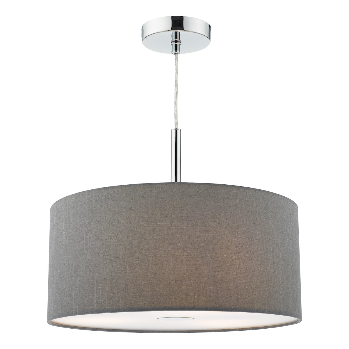 Ronda 3 Light Pendant With Slate Grey Shade And Diffuser 40cm<br>Grey