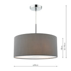 Ronda 3 Light Pendant With Slate Grey Shade And Diffuser 40cm<br>Grey