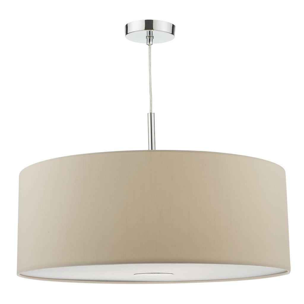 Ronda 3 Light Pendant With Ecru Shade And Diffuser 60cm<br>Taupe