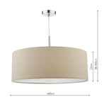 Ronda 3 Light Pendant With Ecru Shade And Diffuser 60cm<br>Taupe