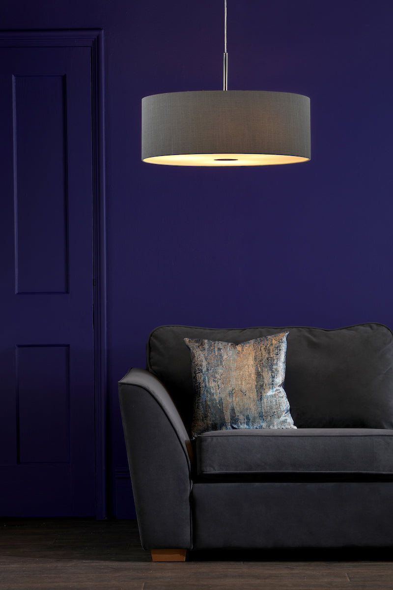 Ronda 60cm 3 Light Pendant Slate Grey With diffuser<br>Grey