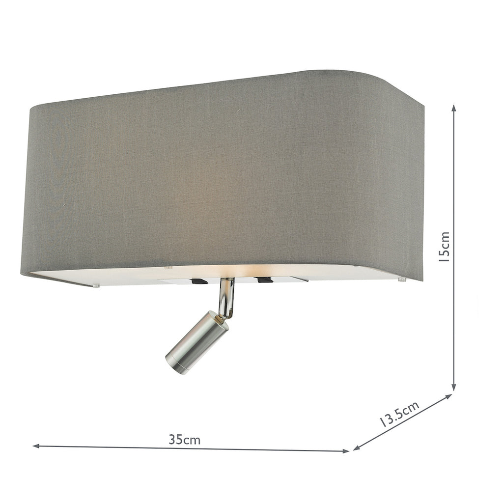 Ronda 3 Light Wall Light Grey With LED Reading Light<br>Grey