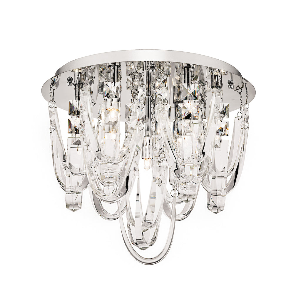 Roxanne Small 7 Light Flush Polished Chrome Crystal<br>Crystal