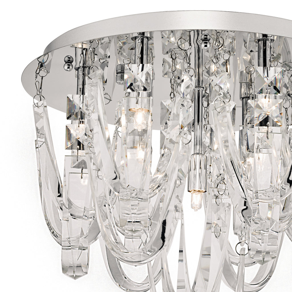 Roxanne Small 7 Light Flush Polished Chrome Crystal<br>Crystal