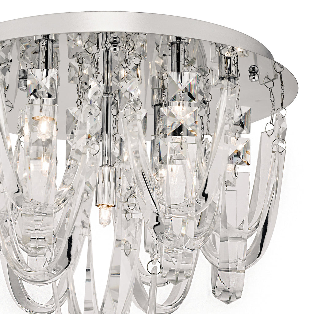 Roxanne Small 7 Light Flush Polished Chrome Crystal<br>Crystal