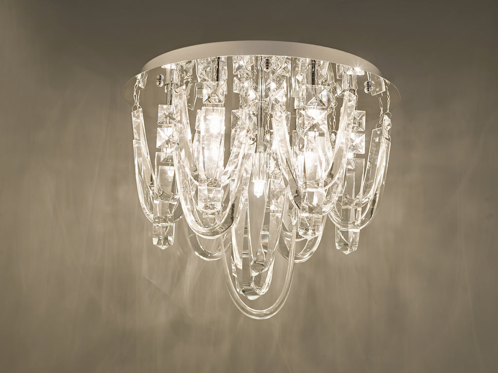 Roxanne Small 7 Light Flush Polished Chrome Crystal<br>Crystal
