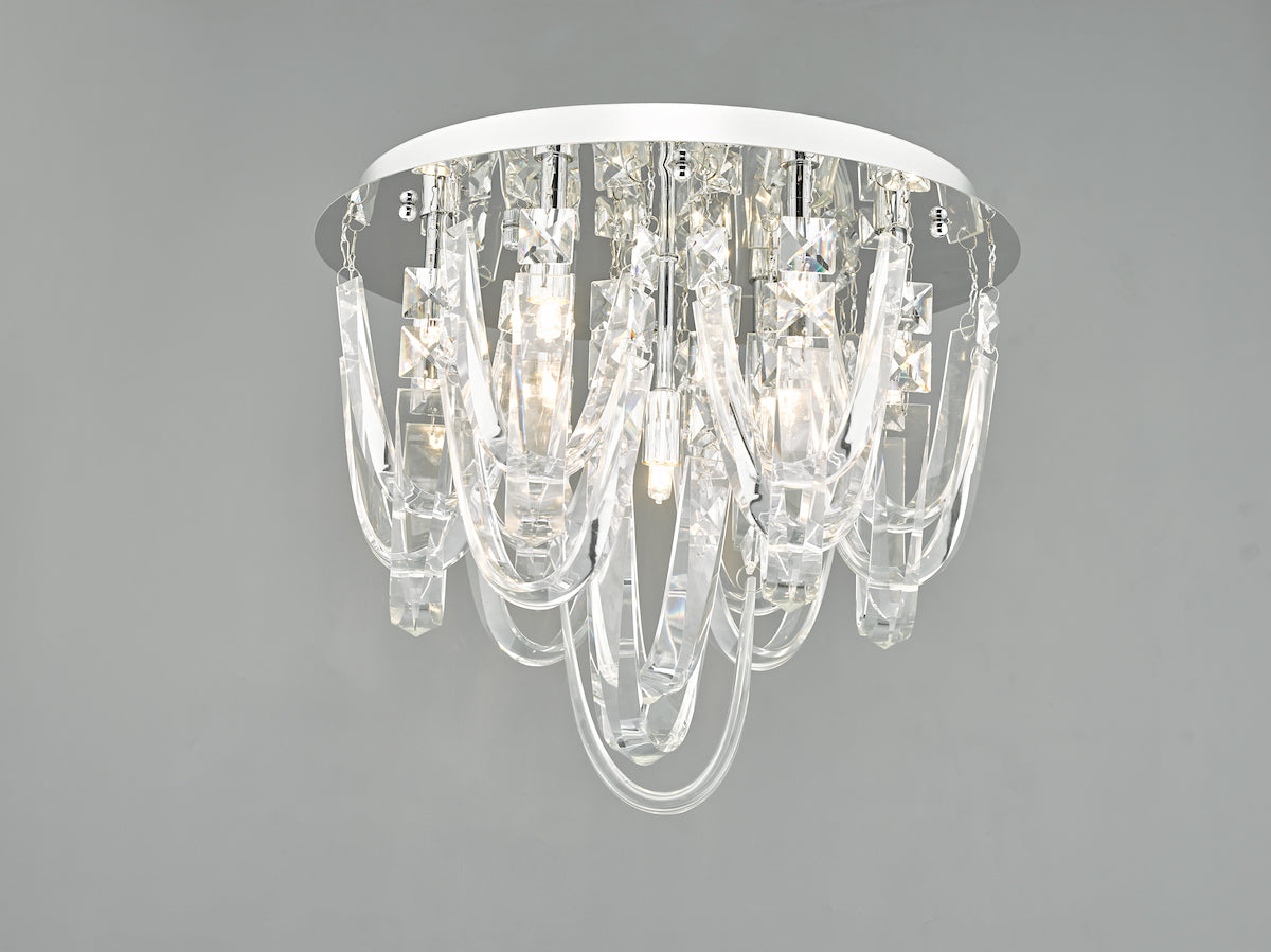Roxanne Small 7 Light Flush Polished Chrome Crystal<br>Crystal