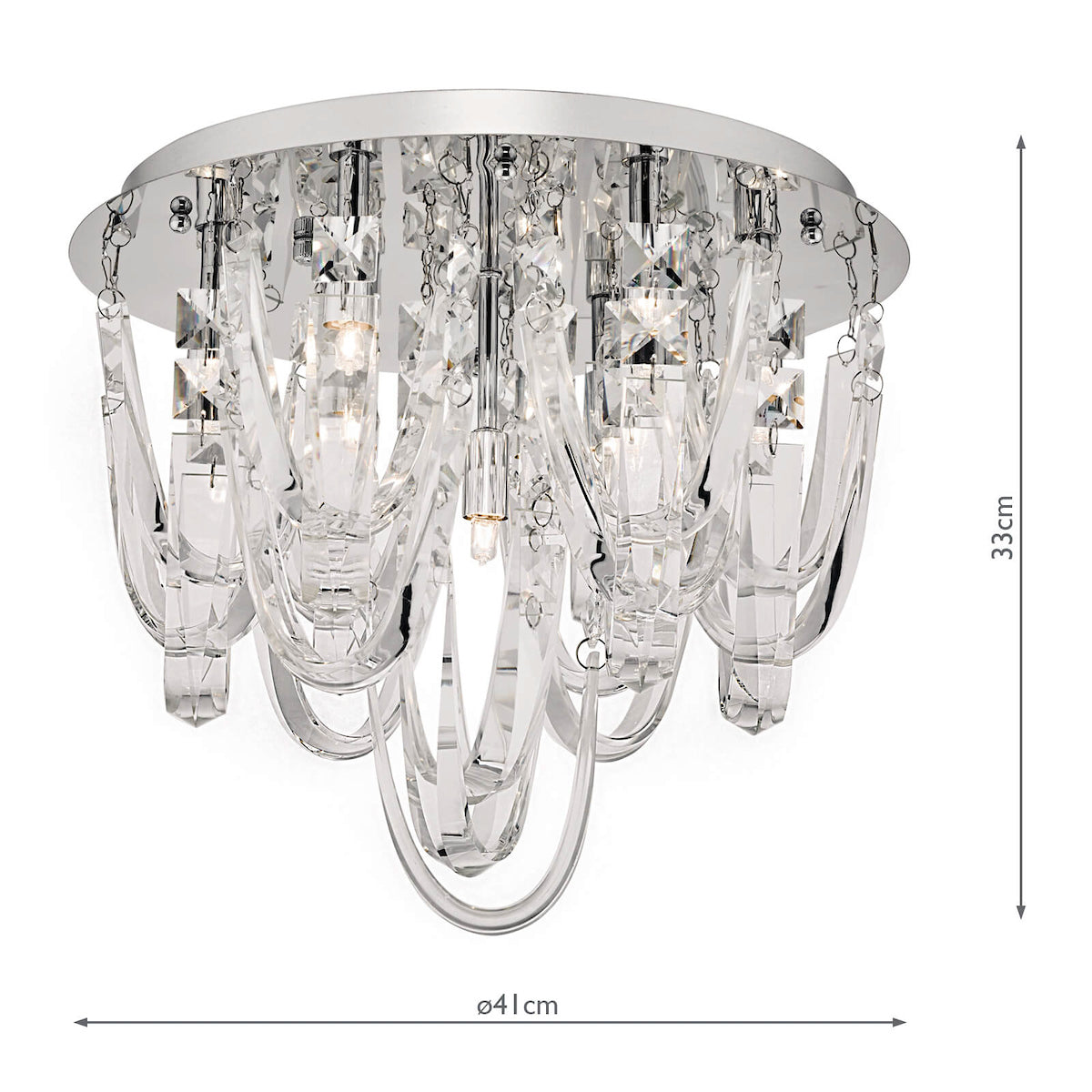 Roxanne Small 7 Light Flush Polished Chrome Crystal<br>Crystal