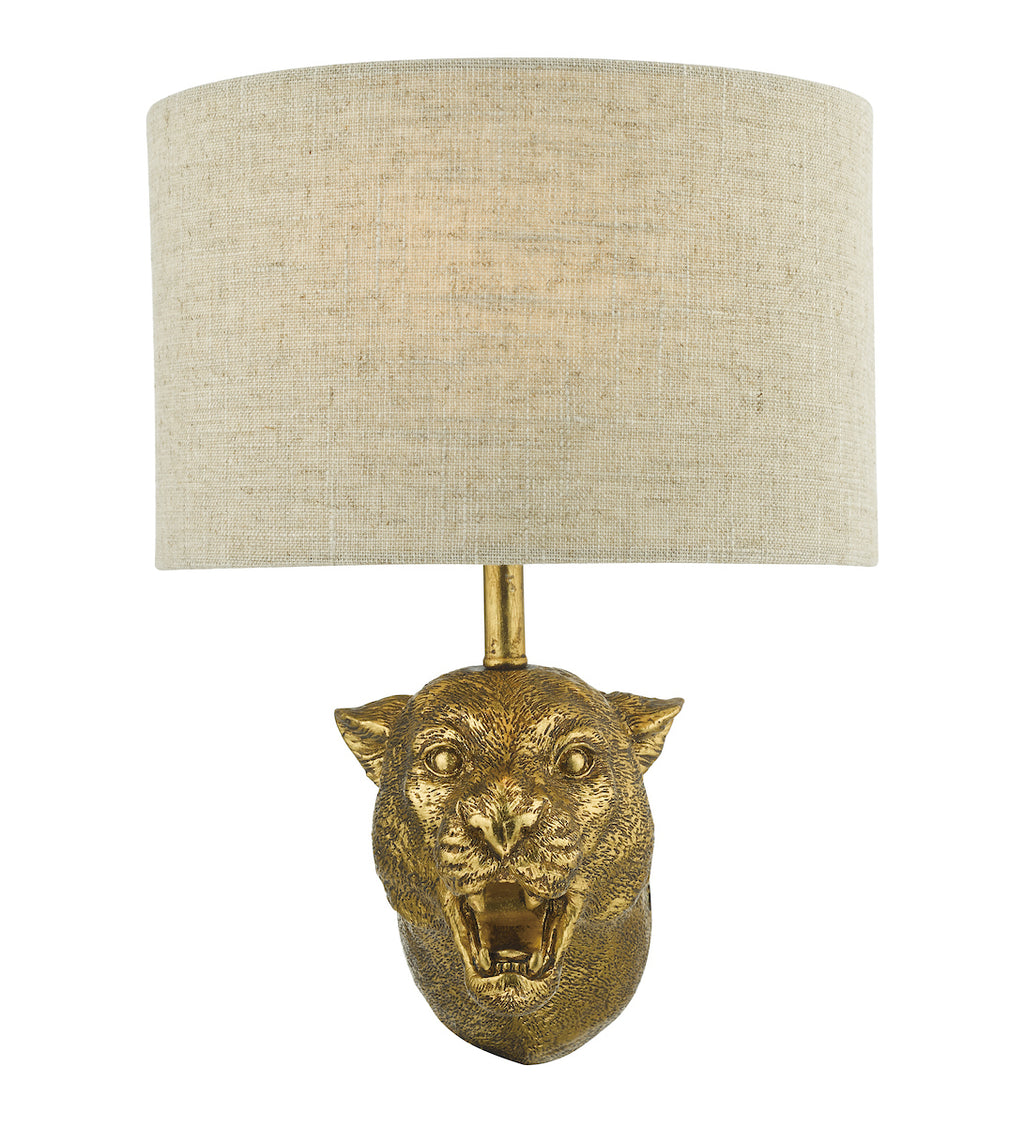 Ruri Leopard Wall Light Gold With Shade <br>Matt Gold
