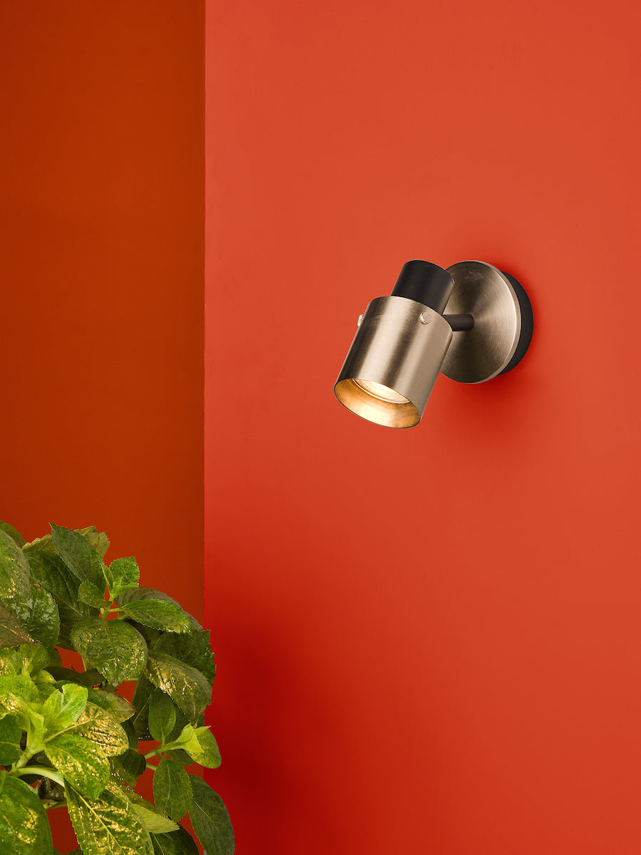 Ryan Single Wall Spotlight Brushed Nickel Matt Black<br>Brushed Nickel