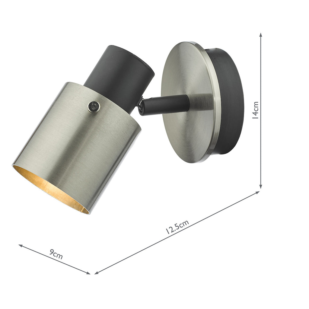 Ryan Single Wall Spotlight Brushed Nickel Matt Black<br>Brushed Nickel
