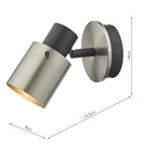 Ryan Single Wall Spotlight Brushed Nickel Matt Black<br>Brushed Nickel