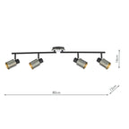 Ryan 4 Light Bar Spotlight Brushed Nickel Matt Black<br>Brushed Nickel